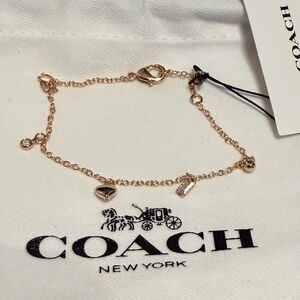Coach Rose Gold-Tone Heart & Tag Charm Bracelet